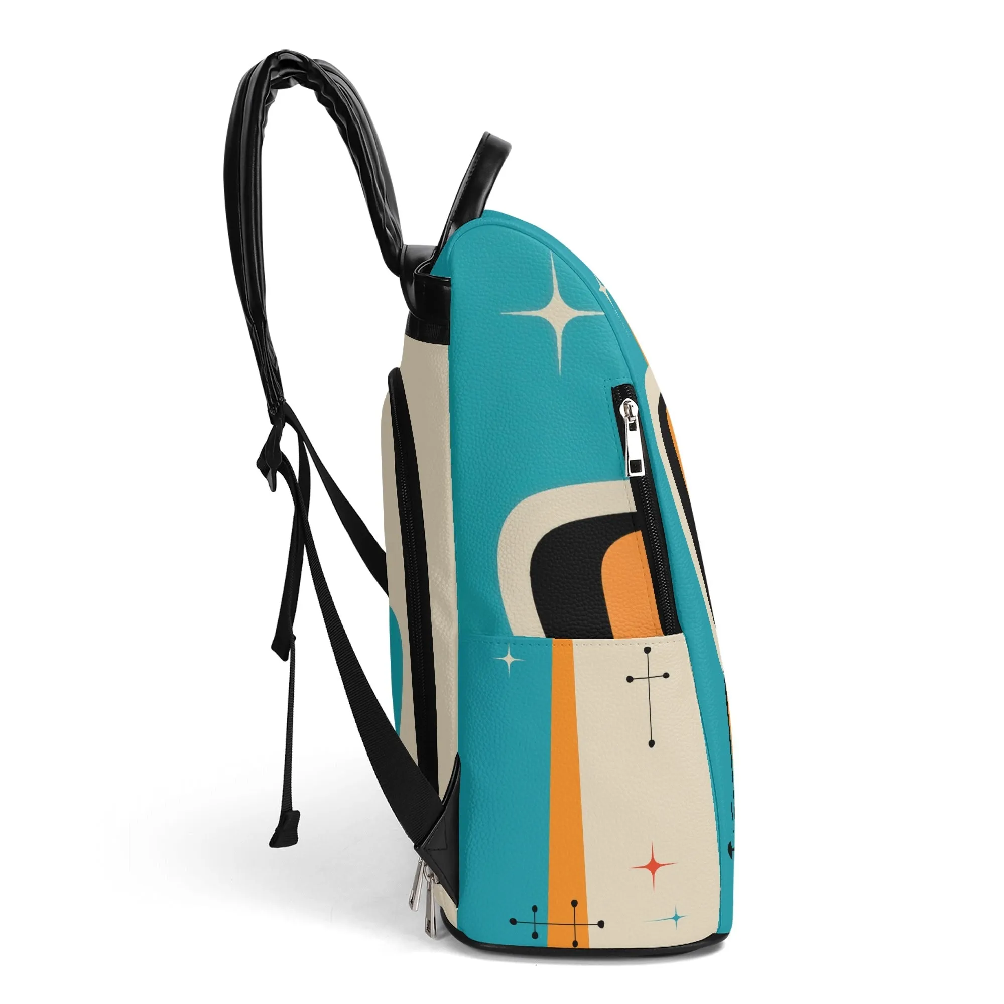 Atomic Cat Retro Backpack, Mid Century Modern Travel Bag, MCM Kitsch TV Design Carryall