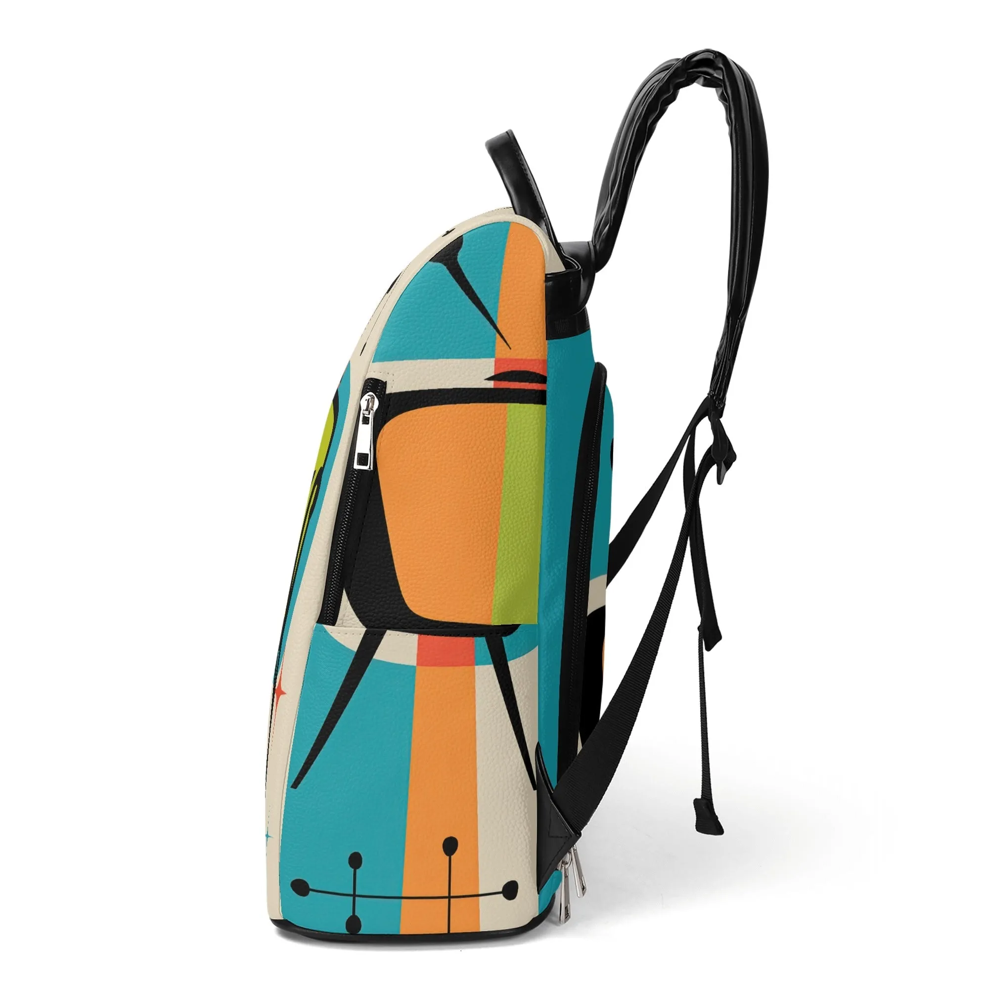 Atomic Cat Retro Backpack, Mid Century Modern Travel Bag, MCM Kitsch TV Design Carryall