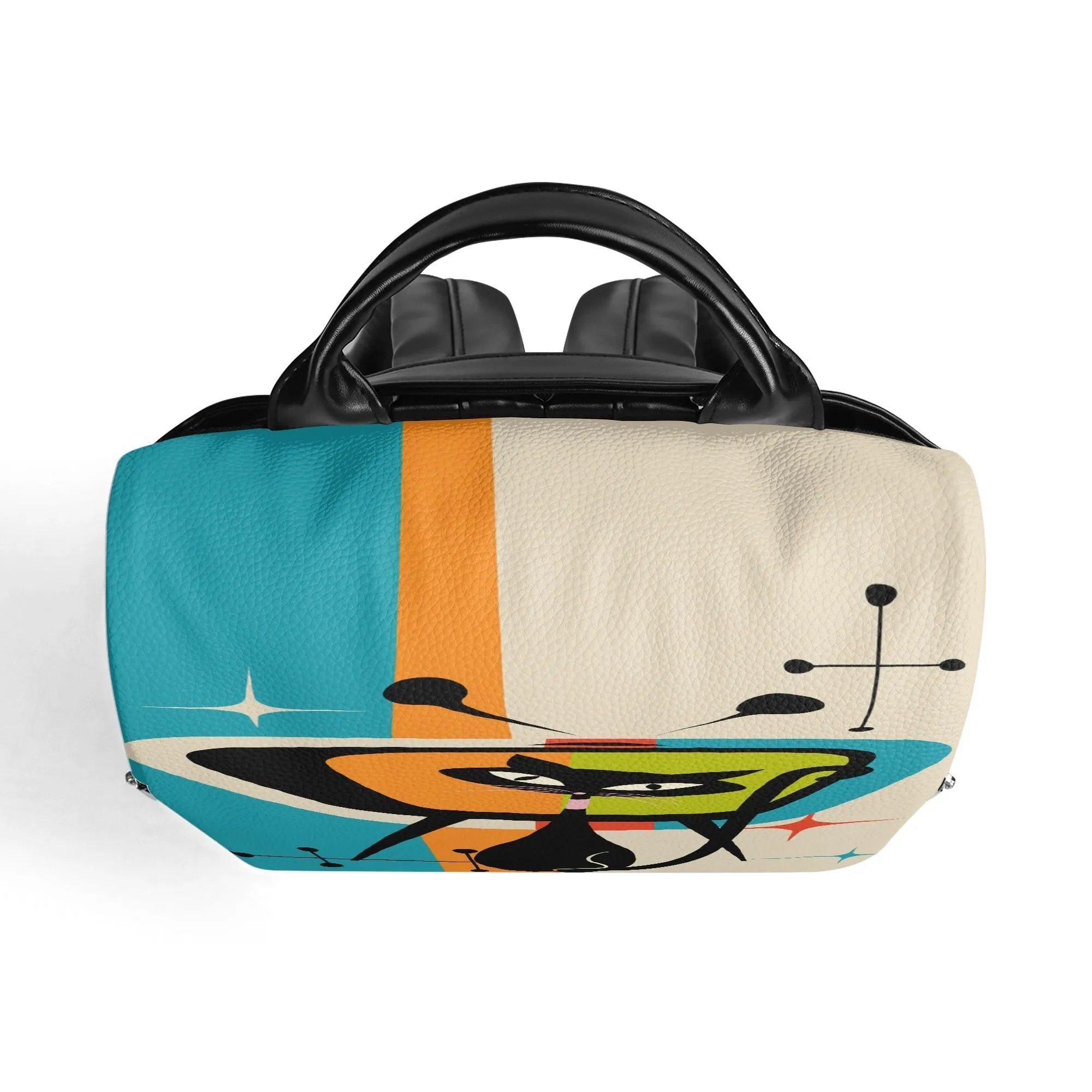 Atomic Cat Retro Backpack, Mid Century Modern Travel Bag, MCM Kitsch TV Design Carryall