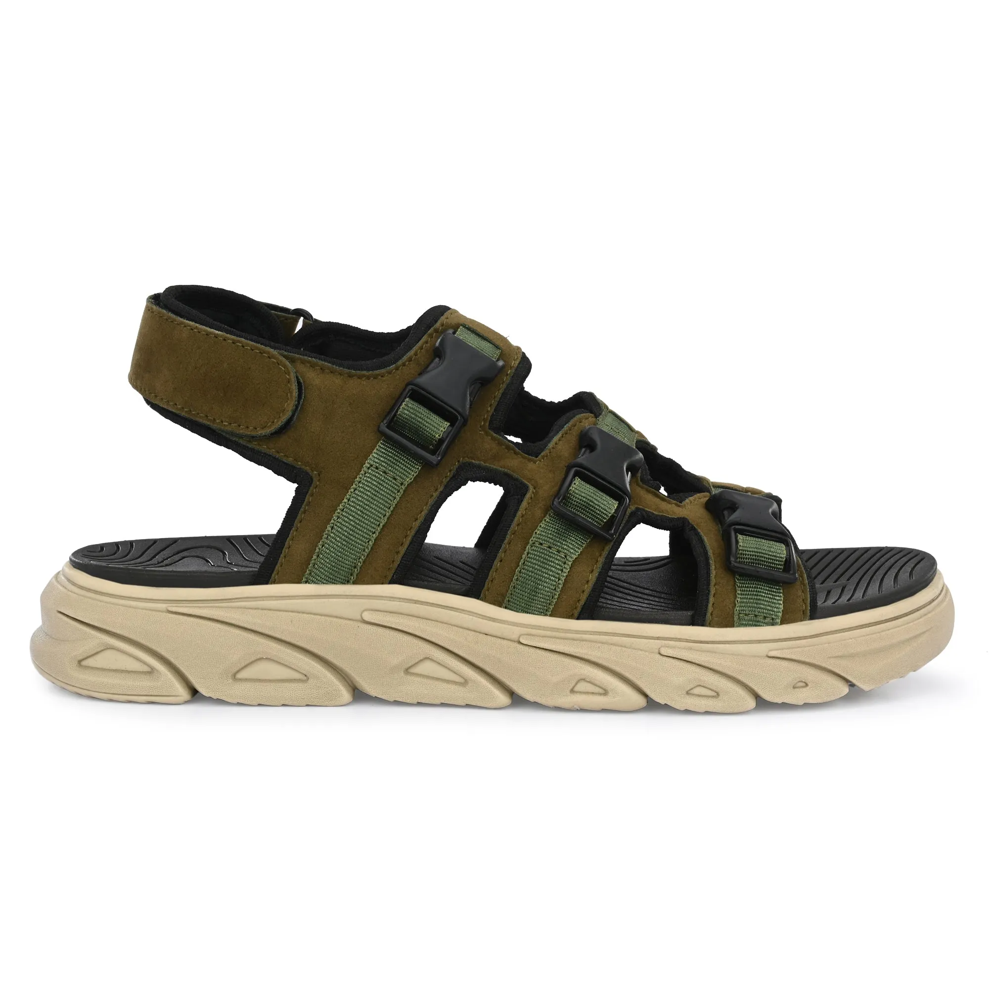 Attitudist Unisex Handcrafted Olive Casual Sandal