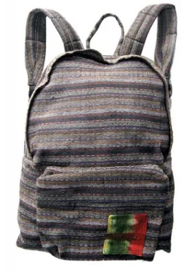 Cotton Striped Soft Backpack with Rasta Corner Patchwork