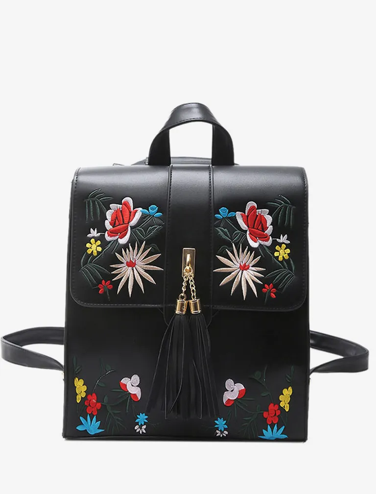 Embroidery Tassel Backpack