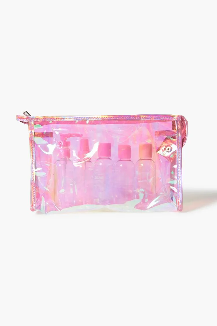 Iridescent Toiletries Bag &amp; Bottle Set