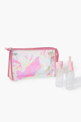 Iridescent Toiletries Bag &amp; Bottle Set
