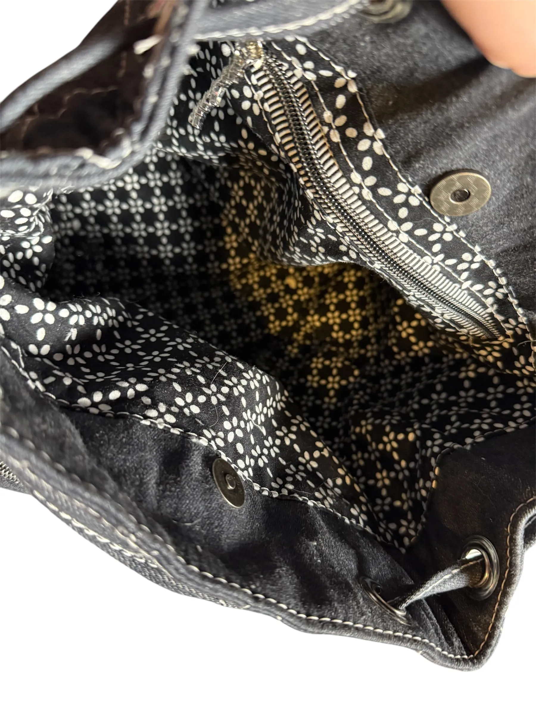 Quilted Denim Mini Bucket Backpack