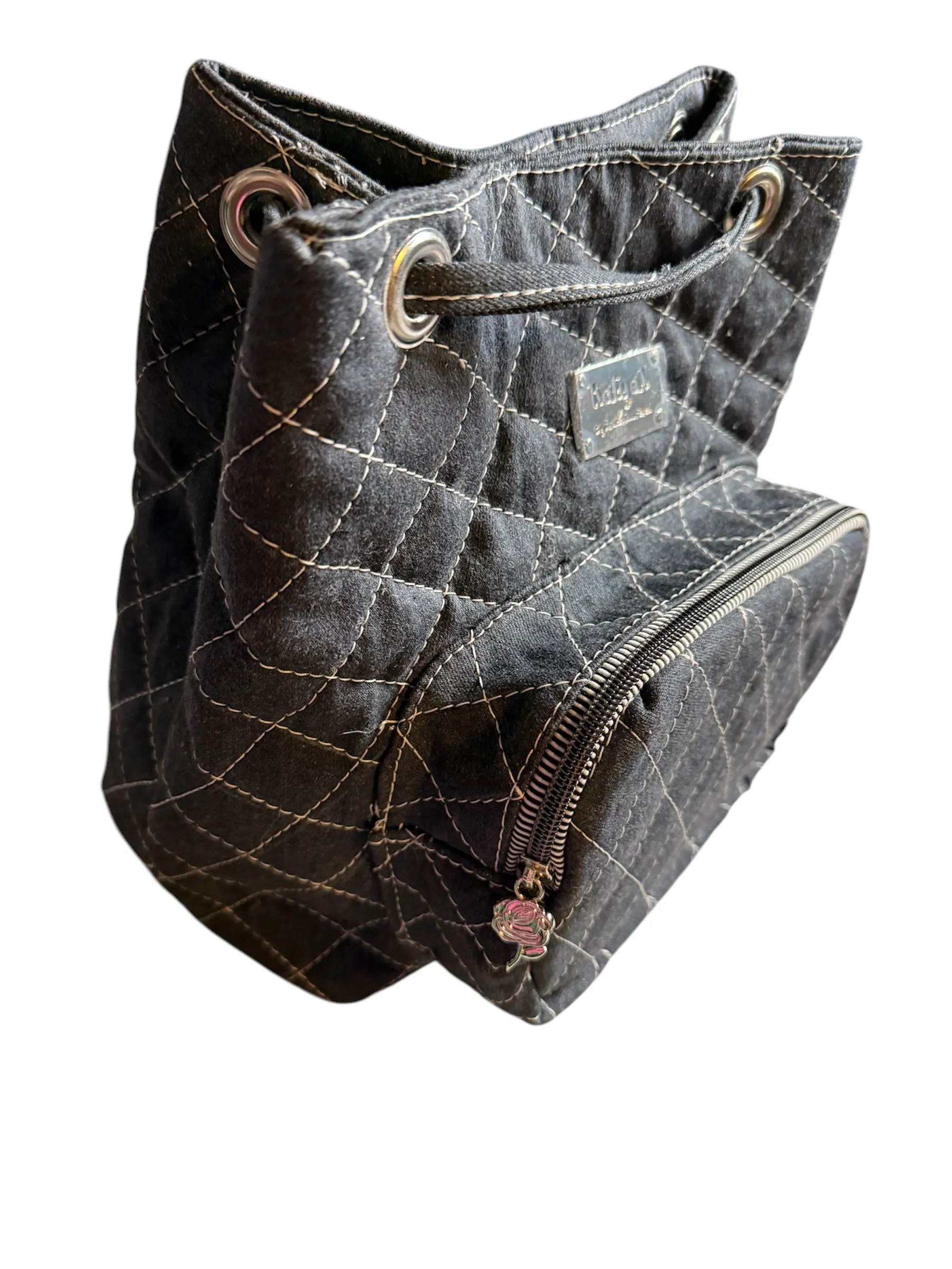 Quilted Denim Mini Bucket Backpack