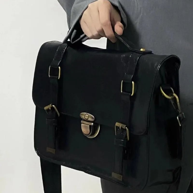 Student Schoolbag Backpack Autumn Winter Retro Buckle College Style Class Bag