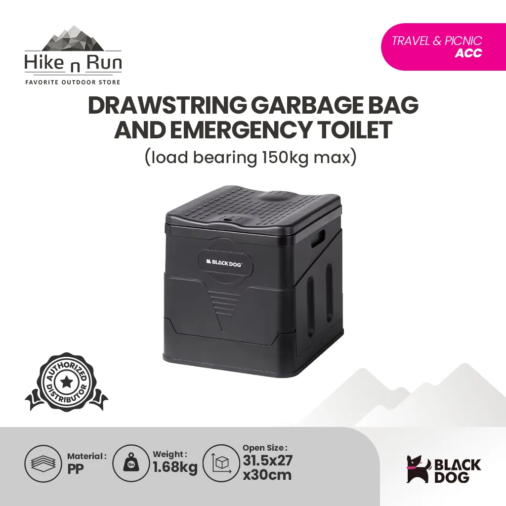 Toilet Portable Dan Kantung Sampah Serut Blackdog BD-SN23003 Drawstring Garbage Bag And Emergency Toilet