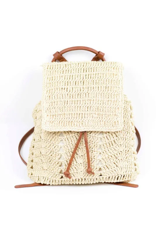 Willa Woven Straw Backpack