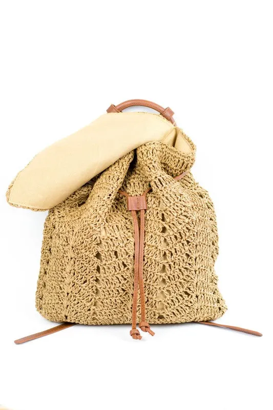 Willa Woven Straw Backpack
