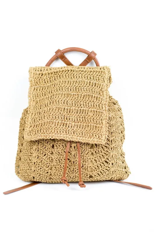 Willa Woven Straw Backpack