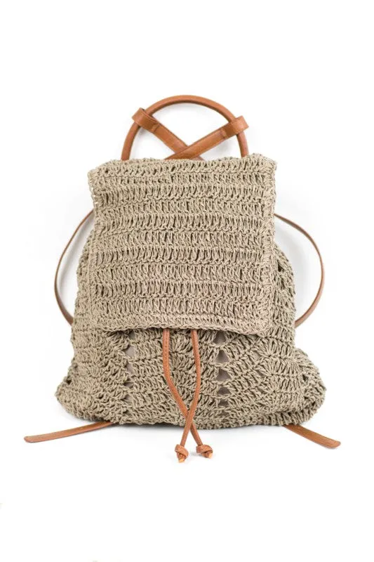 Willa Woven Straw Backpack