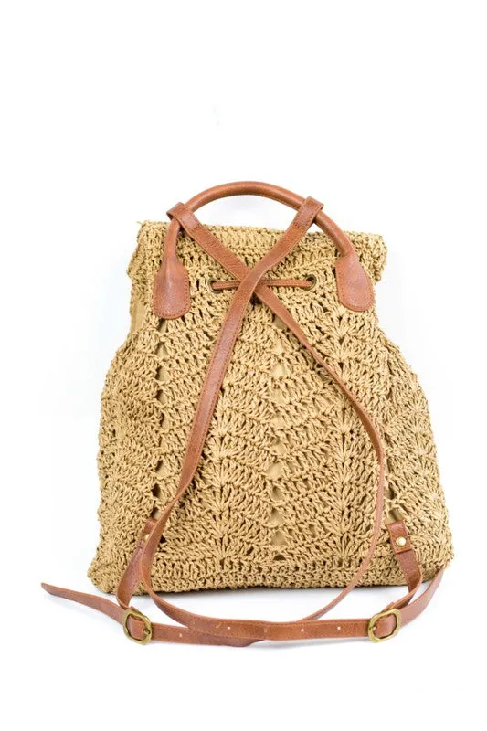 Willa Woven Straw Backpack